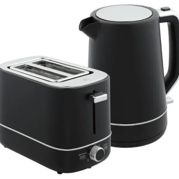 Brødristere, Raclettegrills Og Sandwichtoastere>Fuleadture Morgenmadssæt Kedel 1,7L & Brødrister 2 skiver, Optøning & Varme, Sort