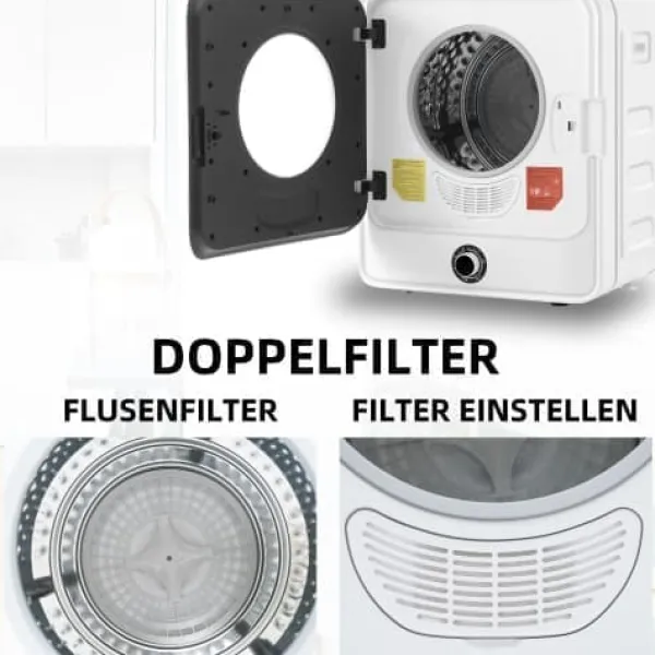 Fuleadture tørretumbler vægmonterbar 2,5 kg med timer, overophedningsbeskyttelse og PTC keramisk kogeplade Sale