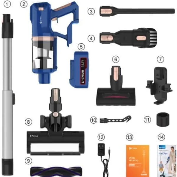Fuleadture V11 Blå 2-i-1 Trådløs Stick Støvsuger med LED-display og HEPA-filter Hot