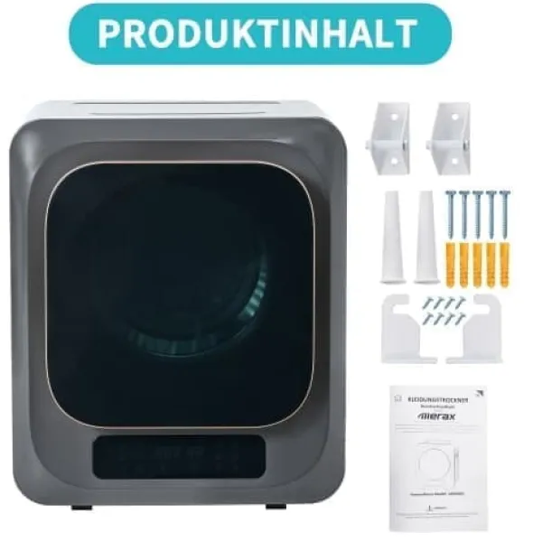 Fuleadture vægmonterbar affugter og tørretumbler 3 kg (faktisk 4 kg) 850W med 6 programmer og funktioner