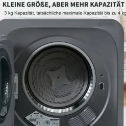 Fuleadture vægmonterbar affugter og tørretumbler 3 kg (faktisk 4 kg) 850W med 6 programmer og funktioner