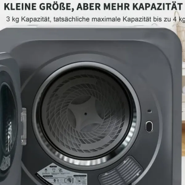 Fuleadture vægmonterbar affugter og tørretumbler 3 kg (faktisk 4 kg) 850W med 6 programmer og funktioner