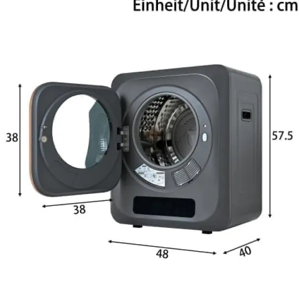Fuleadture vægmonterbar affugter og tørretumbler 3 kg (faktisk 4 kg) 850W med 6 programmer og funktioner