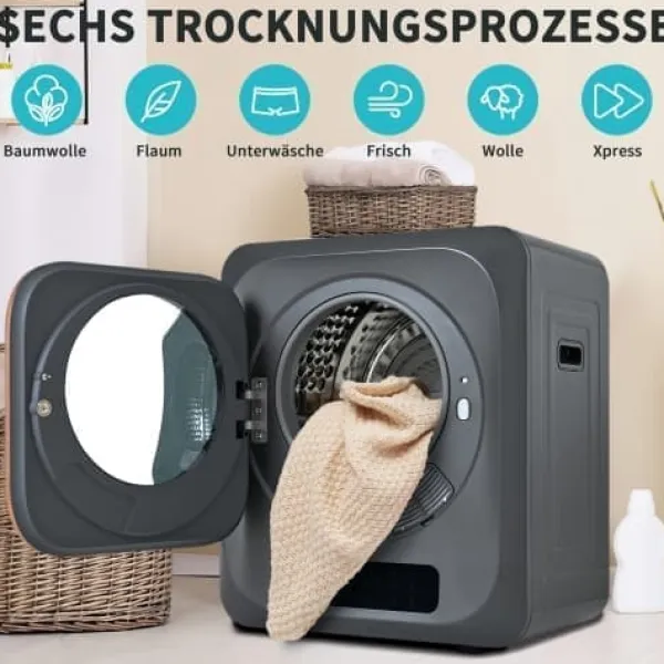 Fuleadture vægmonterbar affugter og tørretumbler 3 kg (faktisk 4 kg) 850W med 6 programmer og funktioner