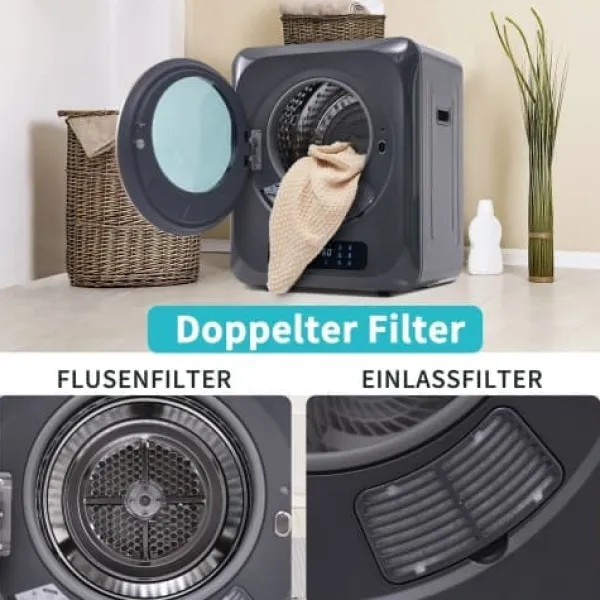 Tørretumblere>Fuleadture vægmonterbar affugter og tørretumbler 3 kg (faktisk 4 kg) 850W med 6 programmer og funktioner