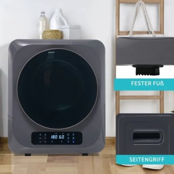 Tørretumblere>Fuleadture vægmonterbar affugter og tørretumbler 3 kg (faktisk 4 kg) 850W med 6 programmer og funktioner