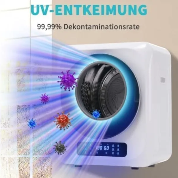 Fuleadture vægmonterbar affugter og tørretumbler 3 kg (faktisk 4 kg) 850W med 6 programmer og funktioner Clearance