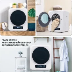 Fuleadture vægmonterbar affugter og tørretumbler 3 kg (faktisk 4 kg) 850W med 6 programmer og funktioner Clearance