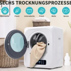 Fuleadture vægmonterbar affugter og tørretumbler 3 kg (faktisk 4 kg) 850W med 6 programmer og funktioner Clearance