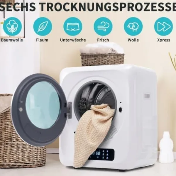 Fuleadture vægmonterbar affugter og tørretumbler 3 kg (faktisk 4 kg) 850W med 6 programmer og funktioner Clearance