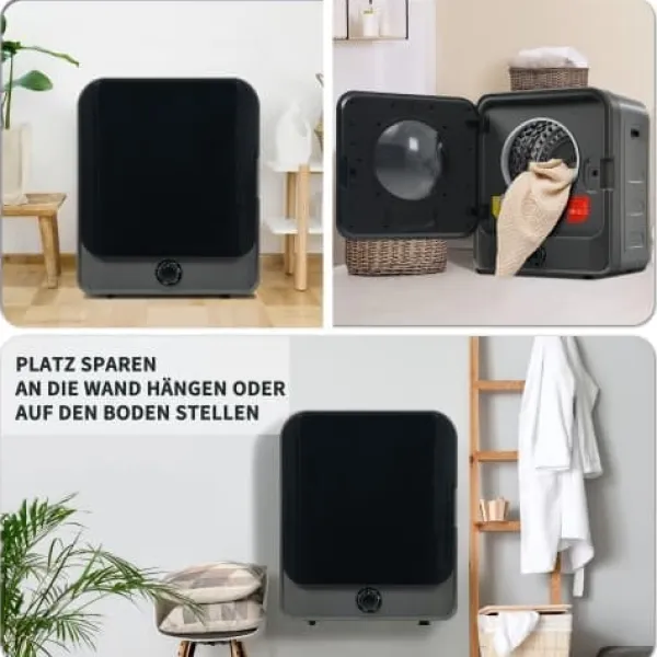Tørretumblere>Fuleadture vægmonterbar tørretumbler 3 kg (faktisk 4,5 kg) 830W med filter og 5 programmer rustfrit stål