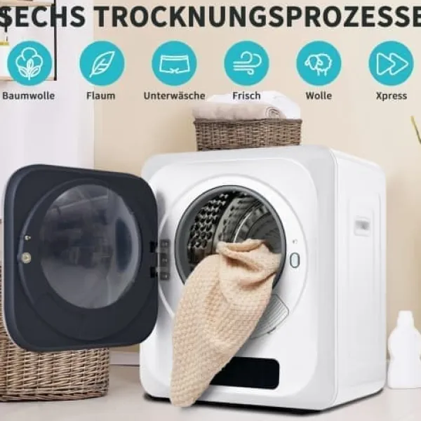 Tørretumblere>Fuleadture vægmonterbar tørretumbler 3 kg (faktisk 4 kg) 850W med 6 programmer og multifunktioner