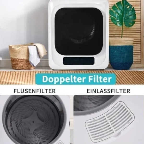 Tørretumblere>Fuleadture vægmonterbar tørretumbler 3 kg (faktisk 4 kg) 850W med 6 programmer og multifunktioner