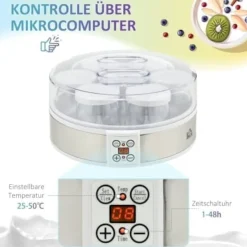 Fuleadture Yoghurt Maskine 7 Glas, Yoghurt Maker Rustfrit Stål, Enkel og Praktisk Hjemmelavet Yoghurt Fremstilling Discount