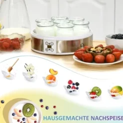 Fuleadture Yoghurt Maskine 7 Glas, Yoghurt Maker Rustfrit Stål, Enkel og Praktisk Hjemmelavet Yoghurt Fremstilling Discount