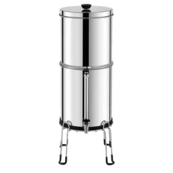 2.25G tyngdekraftvandfilter, bordpladesystem i rustfrit stål, 2 filtre, effektiv vandrensning, kompakt design, holdbar kvalitet.