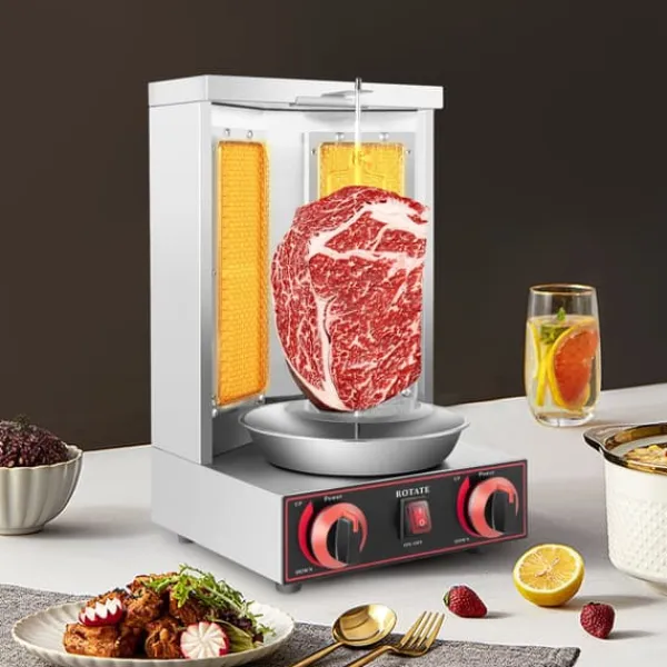 Gas Shawarma Maskine, 572 °F maksimal temperatur, 3KW effekt, rektangulær form, naturgas type, 26,45 lbs vægt New