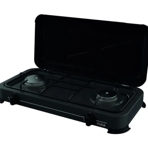 Portable Komfurer>Gaskomfur - INCASA - 016465 - 2 brændere - Effekt 3,4 kW - Mål 63x27,5x10 cm