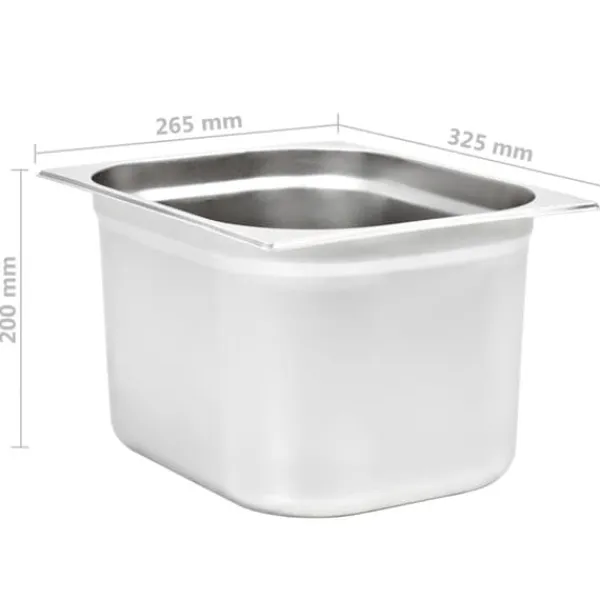 Gastronorm beholder 2 stk. GN 1/2 - Rustfrit stål | Størrelse: 200 mm Hot