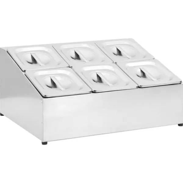 Isspande & Kølere>Gastronorm beholder med 6 GN 1/6-beholdere i rustfrit stål | Farve: Rustfrit stål