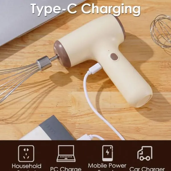 Mixere & Blendere>5-gear trådløs elektrisk håndmixer ægpisker - khaki