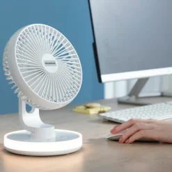 Ventilatorer>Genopladelig skrivebordsventilator - transportabel og støjsvag
