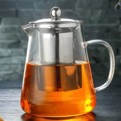 Glas tekande - 1300 ml kapacitet, varmebestandig, ergonomisk håndtag - perfekt til løse blade og blomstrende te Outlet