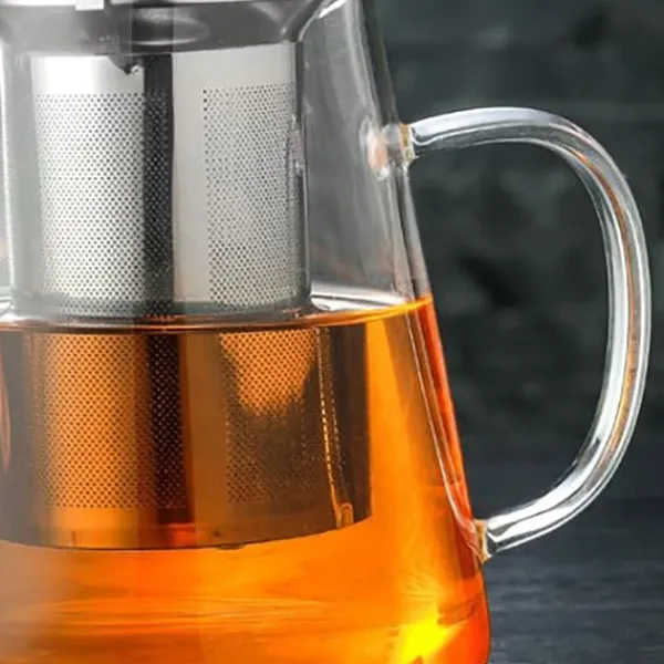 Glas tekande - 1300 ml kapacitet, varmebestandig, ergonomisk håndtag - perfekt til løse blade og blomstrende te Outlet