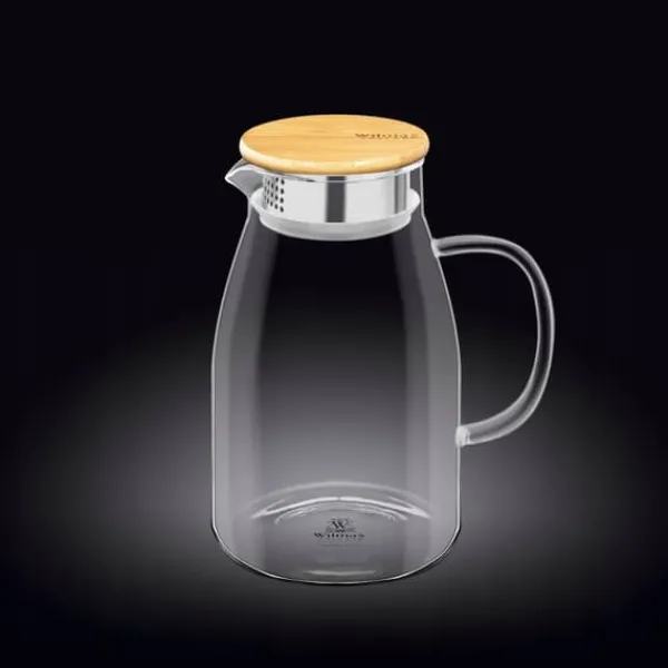 Glaskande til drikkevarer med bambuslåg Wilmax 1,9L Clearance