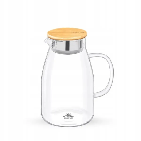 Glaskande til drikkevarer med bambuslåg Wilmax 1,9L Clearance