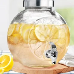 Glaskrukke med hane til drikkevarer, limonade, citron, 5,4L, ORION 143793