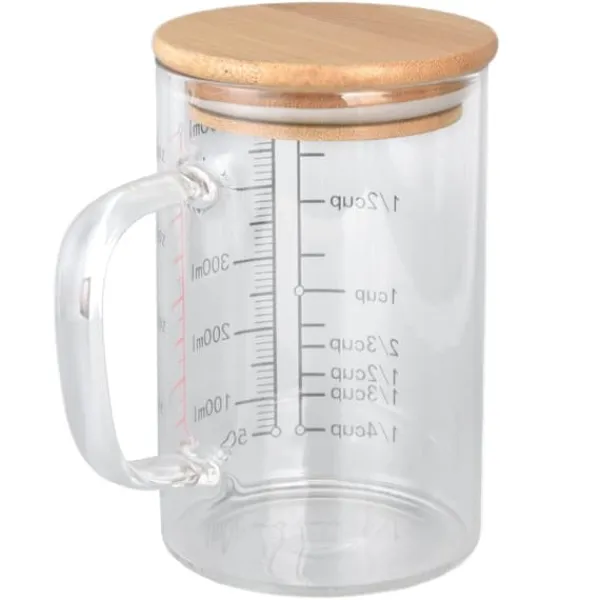 Glasmätkopp V-format munstycke Klarskala Komfortabelt grepp Borosilikatglas kaffekoppar 500 ml Sale