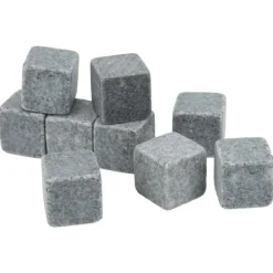 Whiskysten>Granit Whiskystensæt til Whisky, Gin, Vin, Vodka - 2 cm isterninger med flannelpose