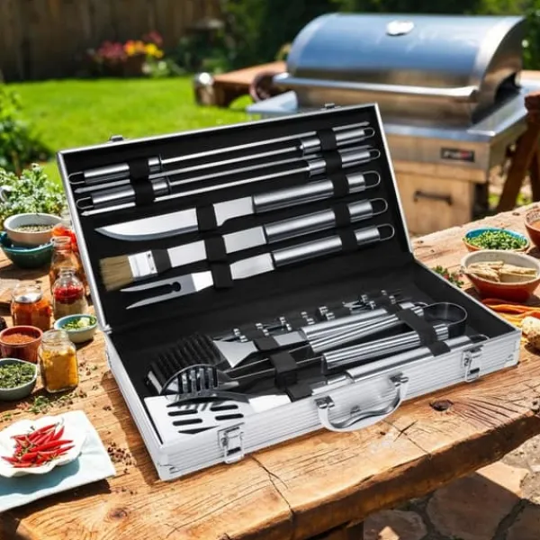 Griller>Grillbestik 18 dele rustfrit stål - grå