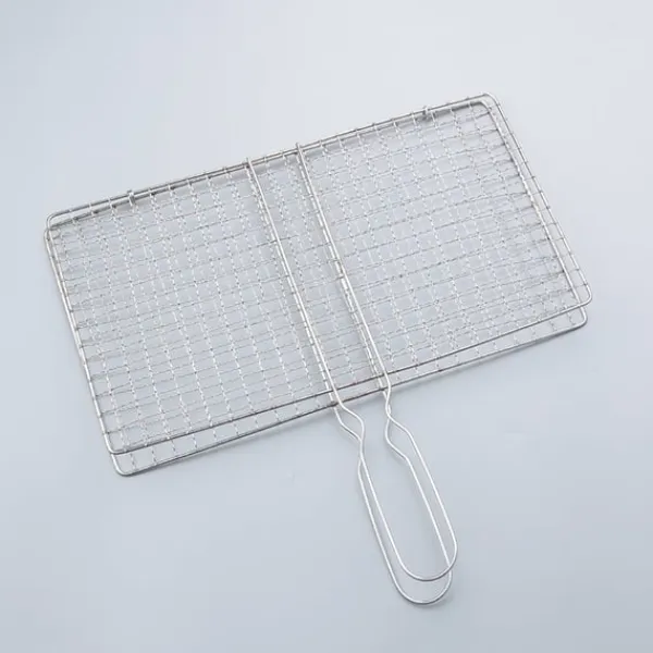 Griller>Grillkurv i rustfrit stål med håndtag - 24x35 cm