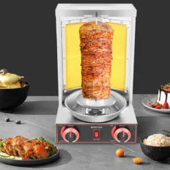 Grill-Ovne & Ovn Med Roterende Stegespyd>Grillmaskine, 3000W effekt, 360° roterbar, 12 kg kapacitet, rustfrit stål, infrarød opvarmning