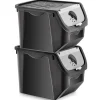 Grøntsags- og frugtbeholder med låg, sort, 12 l, 2 stk. Outlet