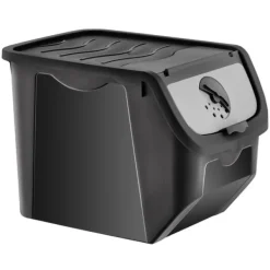 Grøntsags- og frugtbeholder med låg, sort, 12 l, 2 stk. Outlet