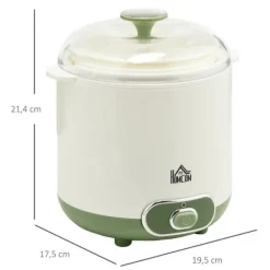 Græsk yoghurtmaskine, 1,5 liter med 2 glaskrukker og si, 20 W, til 3-5 personer, hvid New