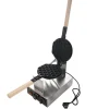 Vaffeljern>Ægvaffeljern Bubble Waffle - Elektrisk vaffelmaskine - Nonstick-belagte plader - Rustfrit stål - Træhåndtag - Sort