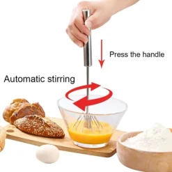 Halvautomatisk æggepiskeris i rustfrit stål Mixer Blender Mælkeskummer Køkkenredskaber (K3328#A (S)) Clearance
