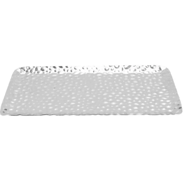 Serveringsfad & Skåle>Hamret bakke Udsøgt lugtfri serveringsbakke i rustfrit stål til stue, soveværelse, køkken, badeværelse, 19,5x9,5 cm, sølv