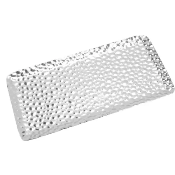 Serveringsfad & Skåle>Hamret bakke Udsøgt lugtfri serveringsbakke i rustfrit stål til stue, soveværelse, køkken, badeværelse, 19,5x9,5 cm, sølv