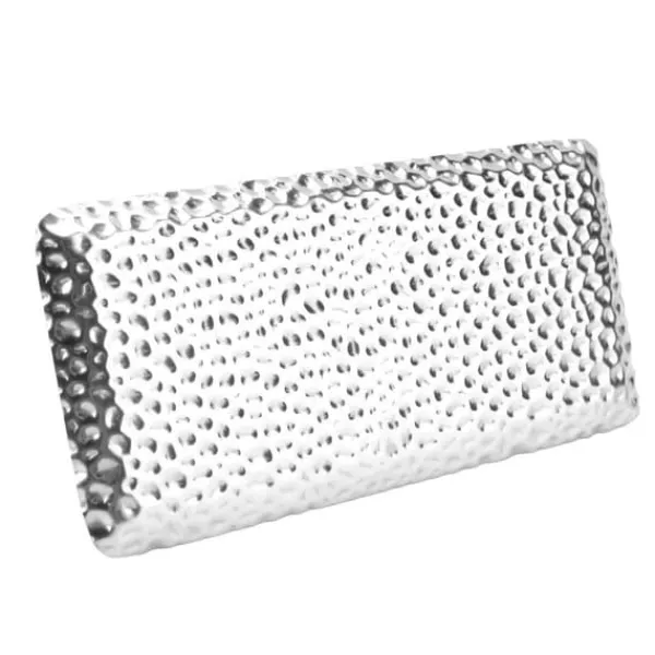 Serveringsfad & Skåle>Hamret bakke Udsøgt lugtfri serveringsbakke i rustfrit stål til stue, soveværelse, køkken, badeværelse, 19,5x9,5 cm, sølv