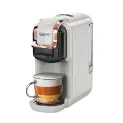 HiBREW 5-i-1 Multi-Capsule Kaffemaskine, Varm/Kold, DG Cappuccino, NES, Lille Kapsel, ESE Kapsel, Formalet Kaffe, Feltflaske, 20 Bar, H2B Hvid New
