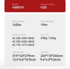HiBREW 5-i-1 Multi-Capsule Kaffemaskine, Varm/Kold, DG Cappuccino, NES, Lille Kapsel, ESE Kapsel, Formalet Kaffe, Feltflaske, 20 Bar, H2B Hvid New