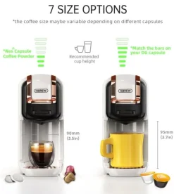 HiBREW 5-i-1 Multi-Capsule Kaffemaskine, Varm/Kold, DG Cappuccino, NES, Lille Kapsel, ESE Kapsel, Formalet Kaffe, Feltflaske, 20 Bar, H2B Hvid New