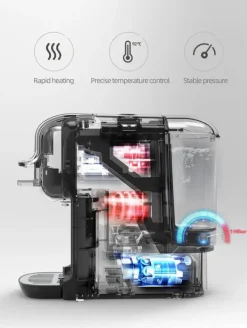 HiBREW 5-i-1 Multi-Capsule Kaffemaskine, Varm/Kold, DG Cappuccino, NES, Lille Kapsel, ESE Kapsel, Formalet Kaffe, Feltflaske, 20 Bar, H2B Hvid New