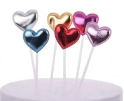 Udstyr Til Kagedekoration>HJERTER MIX GLITTER toppers 6 stk. topper