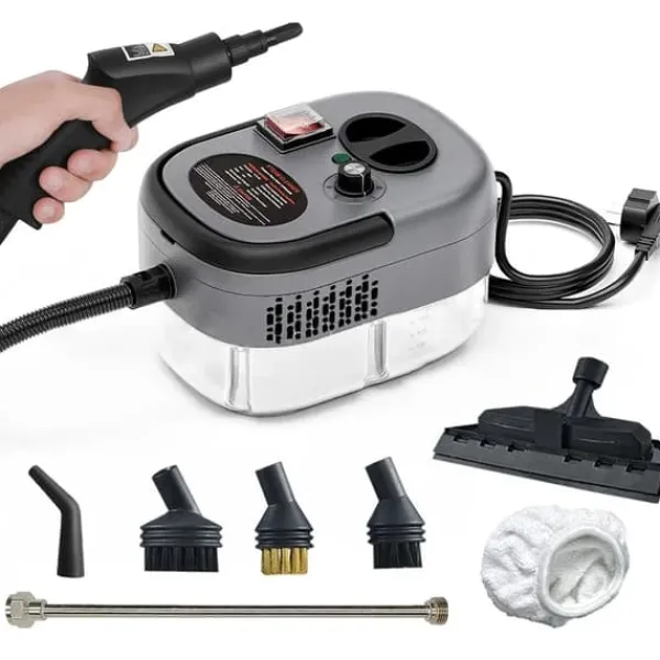 Højtryks-damprenser - Håndholdt damprenser - 2500 W Opgraderet - Høj temperatur & tryk - Til køkken, bil, gulv, AC - 220V EU-stik - Hvid Online